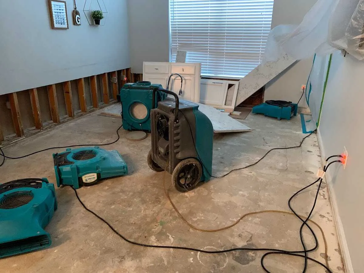 Dehumidifier in flood-cut room for Water Damage Restoration in West Long Branch