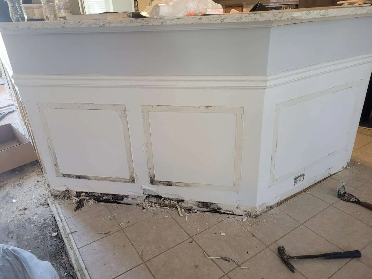 Water damage and mold on kitchen during Burst Pipe Cleanup in West Long Branch